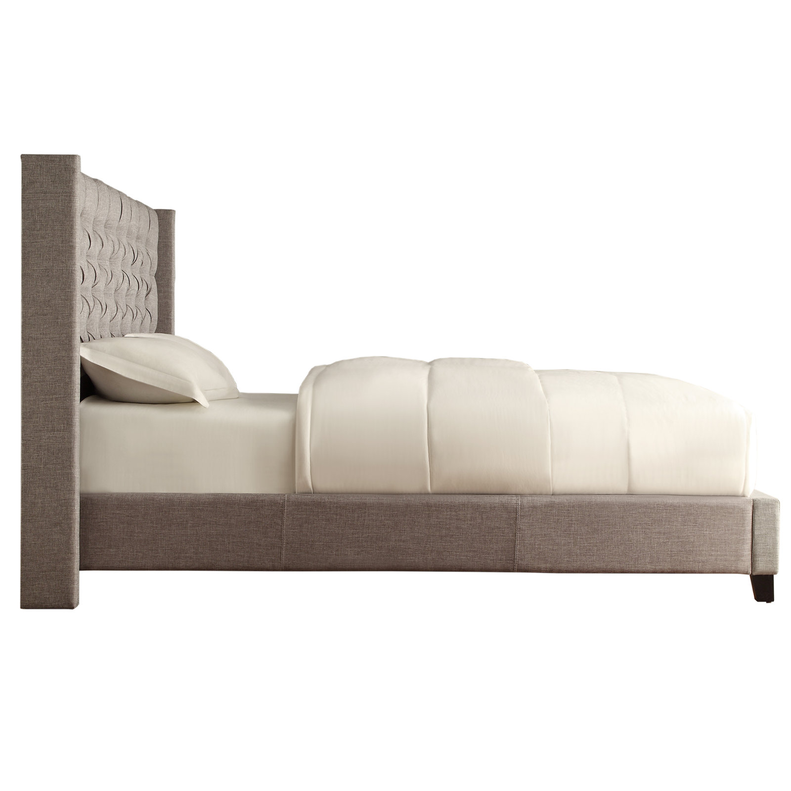 Kaster Linen Upholstered Wingback Bed, Full/Double, Pewter Grey Linen