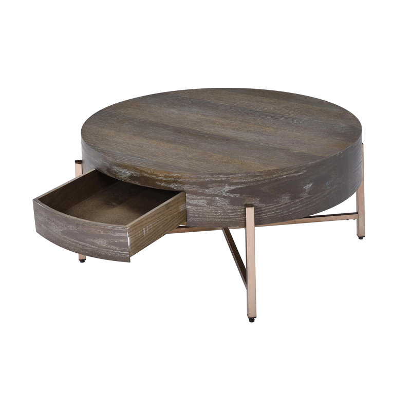 Table basse à 1 tiroir brun clair et champagne
