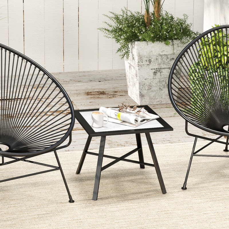 Table d'appoint de patio, petite table d'appoint d'extérieur avec plateau de table SPC, gris