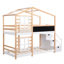 Lit superposé avec fenêtre de toit, tableau noir et échelle de rangement, lit plateforme, cadre de lit-1491522946