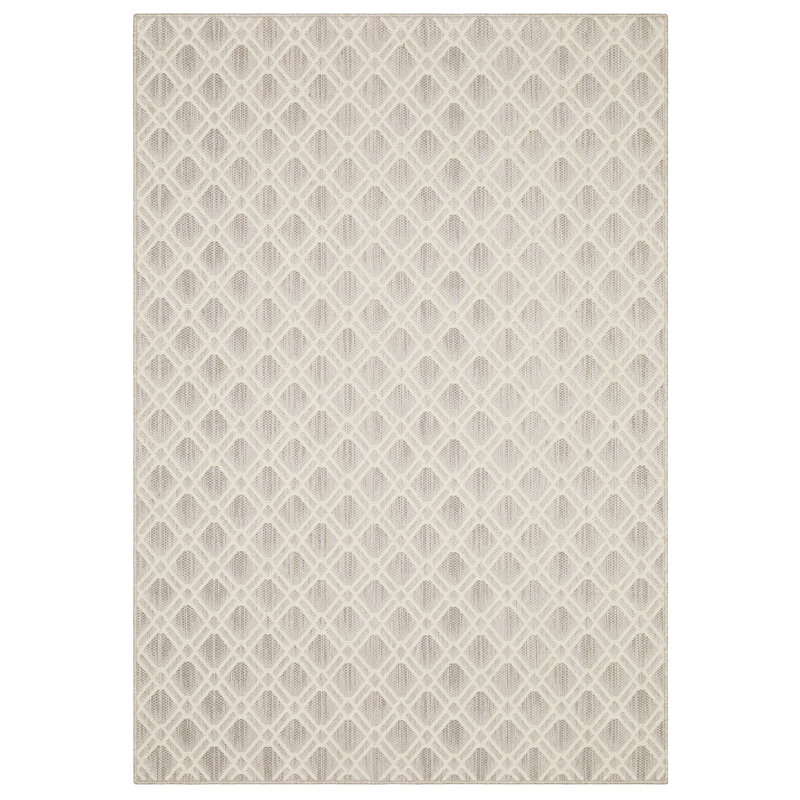 Tavraj Modern Diamond Trellis Ivory / Beige Indoor/Outdoor Rug, Rectangle 7'10" x 10'