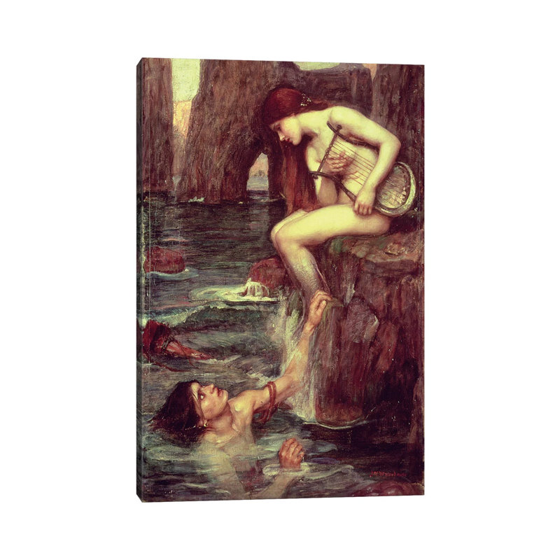 «The Siren, c.1900» par John William Waterhouse, reproduction d'art sur toile tendue, H 26 po x l 18 po x 1,5 po