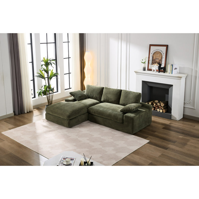 Salon modulaire 99 * 69 ", armée, design minimaliste moderne, canapé-lit rembourré, 2 pièces, facile à assembler, pour la maison, aucun assemblage requis