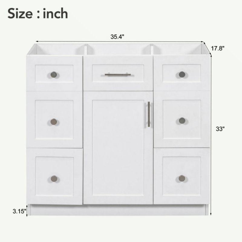 [Cabinet seulement] Meuble-lavabo blanc de 36 po (lavabo non inclus)