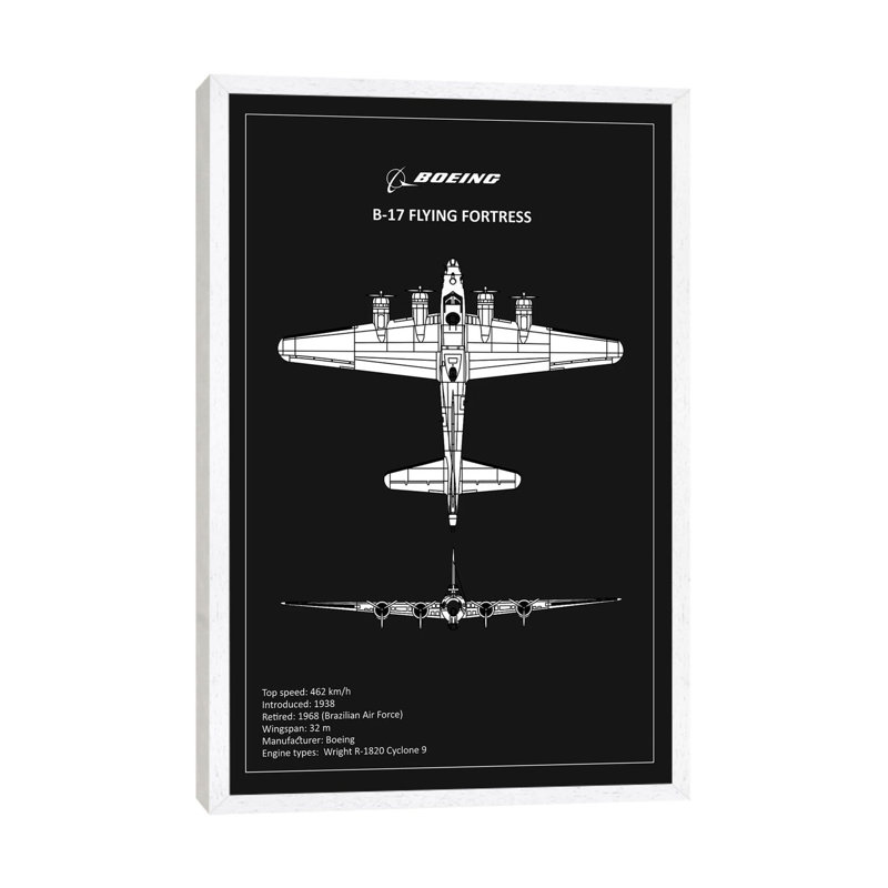 BP B17 Flyingfortress by Mark Rogan - Print on Canvas, 101.6 cm H x 66.04 cm W, White Framed