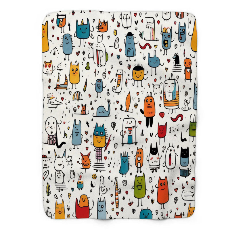 Whimsical Animations - Couverture de qualité supérieure 1 pièce, Grand lit