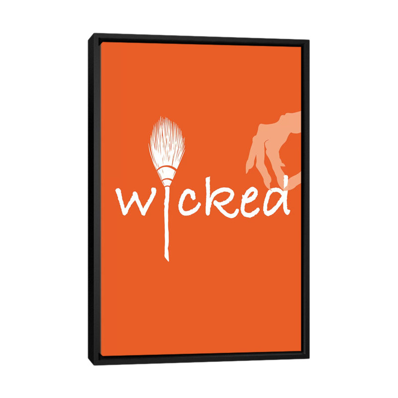 Wicked, art textuel sur toile tendue, H 26 po x l 18 po x P 1,5 po, Toile avec cadre flottant noir, Pas de tapis