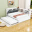 Lit plateforme en bois avec lit gigogne simple, tablettes de rangement et tête de lit-1834513659-1834513656