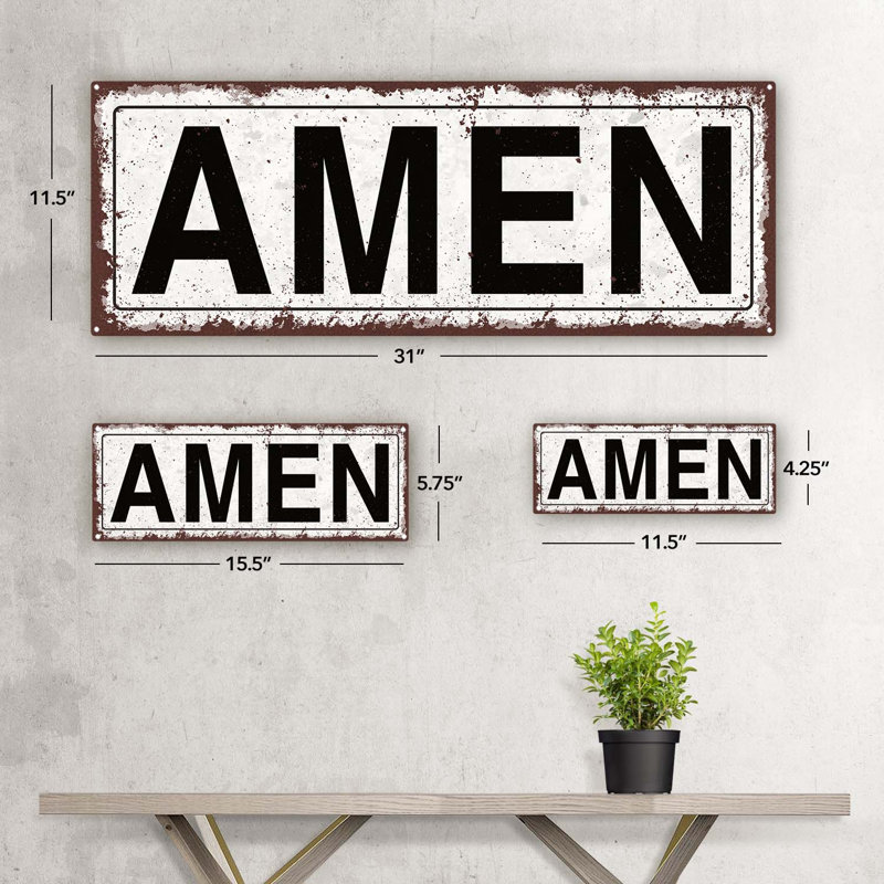 «Amen» sur métal, H 5,75 po x l 15,5 po