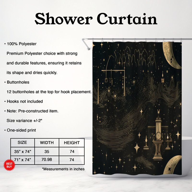 Basett Abstract Shower Curtain, 74"H x 71"W