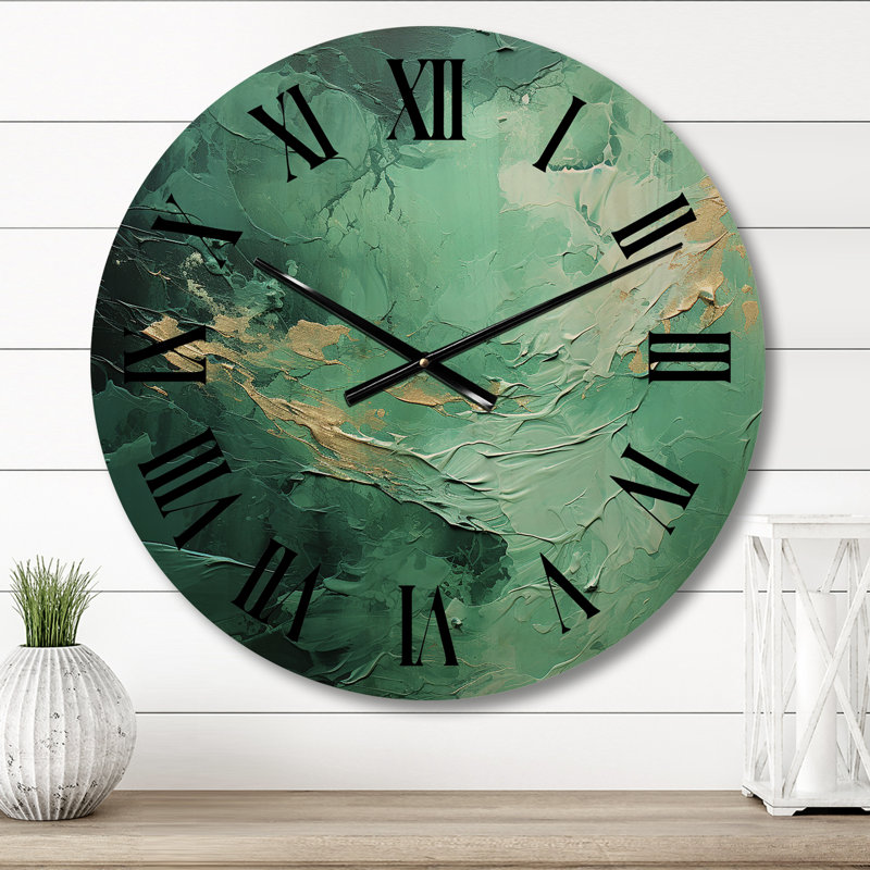 Horloge murale Emerald Euphoria I - Paysage abstrait surdimensionné, Petit