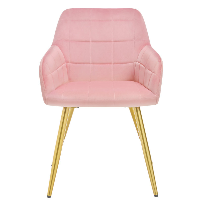 Palumbo Upholstered Dining Chair, Gold, Light Pink, 1