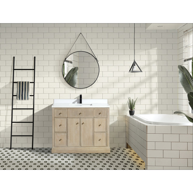 Redondo 42" Ash Oak Single Bathroom Vanity with Quartz Top
