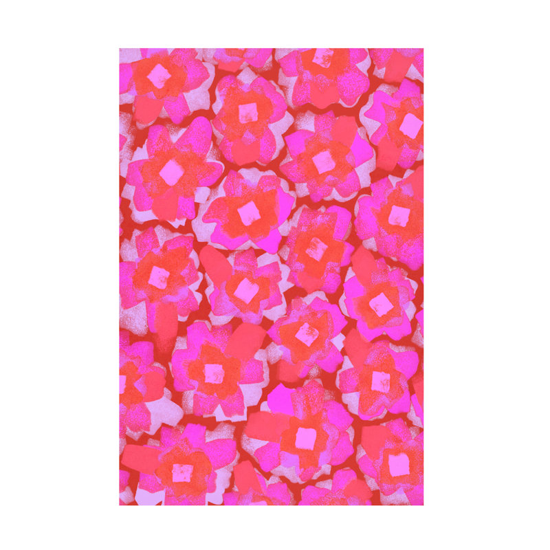 Joli motif de fleurs roses Pelia, H 32 po x l 22 po x P 2 po