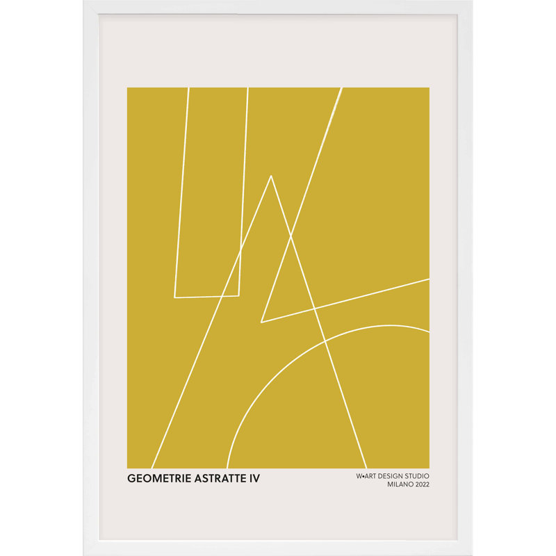 Geometric Abstraction in Yellow by Romina Gadler - Framed Wall Art, 20" H x 14" W x 1.25" D, White
