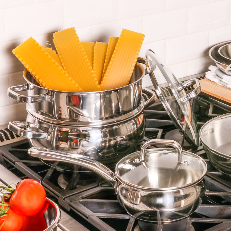 BergHOFF Belly Shape 3Pc 18/10 Stainless Steel Steamer Cookware Set