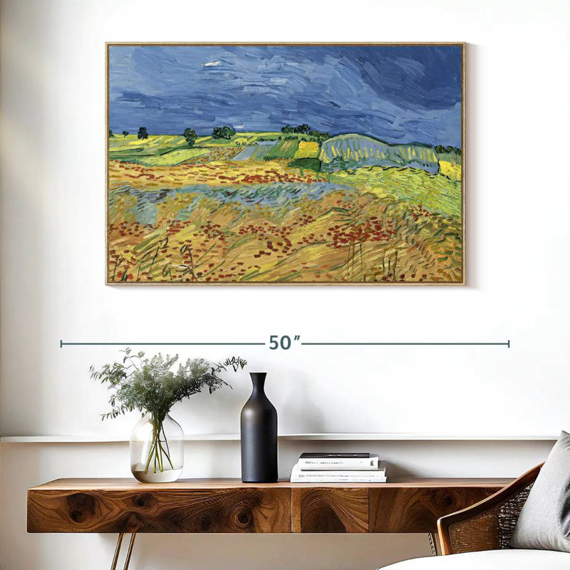 Les champs, Cadre flottant en bois naturel, 40 po x 27 po