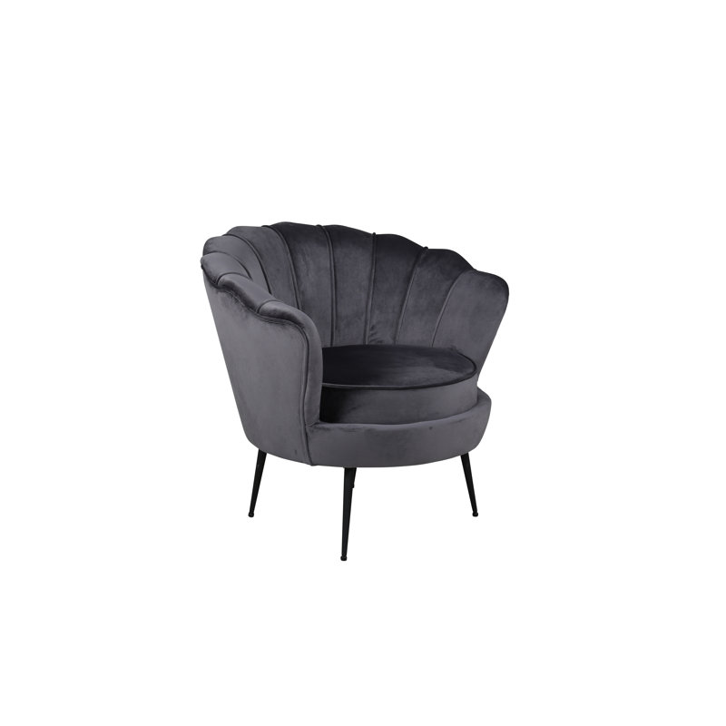 Ines Velvet Barrel Chair, Dark Grey