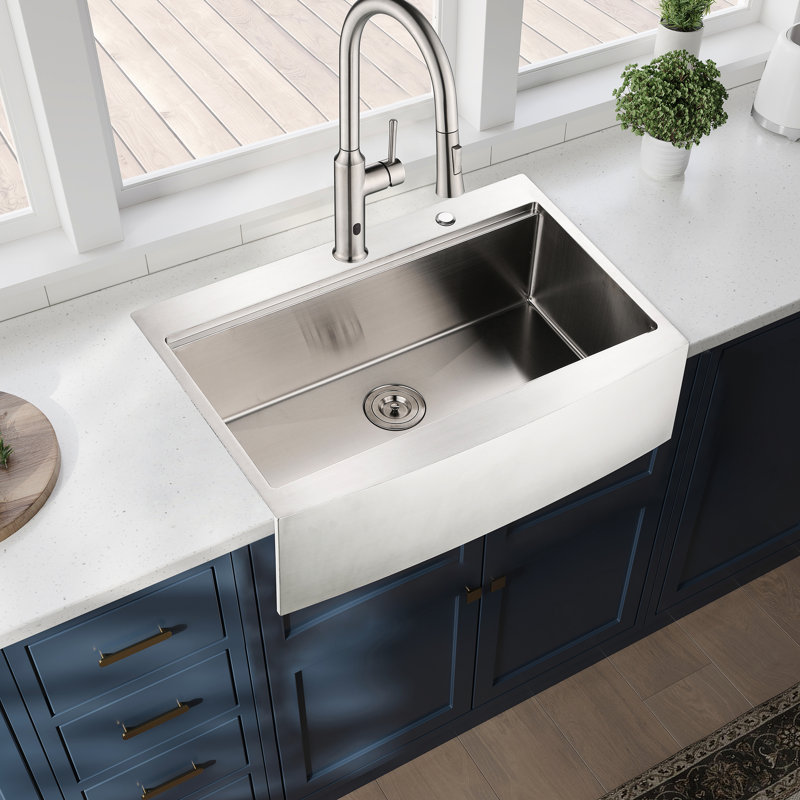 Évier de cuisine avec poste de travail - Acier inoxydable 33 x 22 x 10 po, nickel brossé, bosselé T304, acier de calibre 16 33 x 22 x 10 po, durabilité et fonctionnalité durables