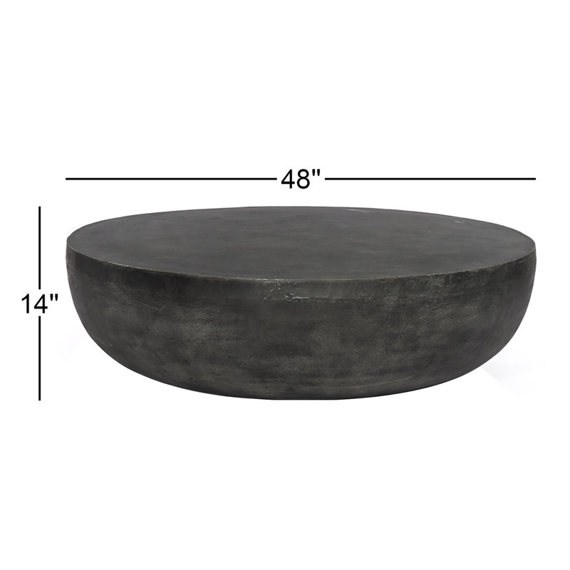Basil Outdoor Round Coffee Table, Aged Gray