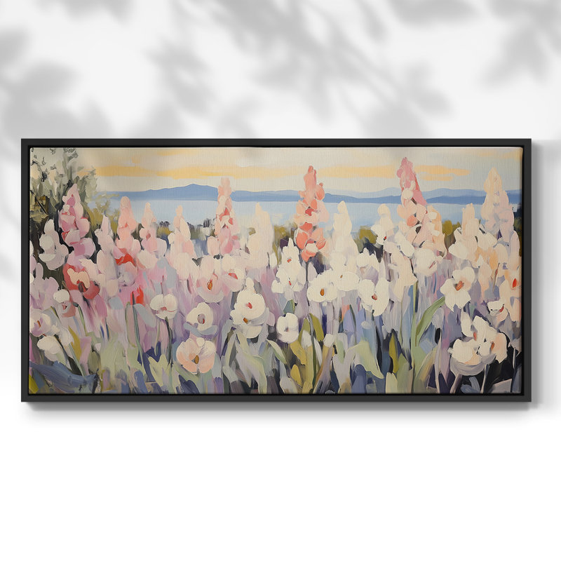 Botanical Series-CCXCIV- Toile tendue avec châssis tendue, prête à être accrochée, H 25 po x l 49 po, Noir