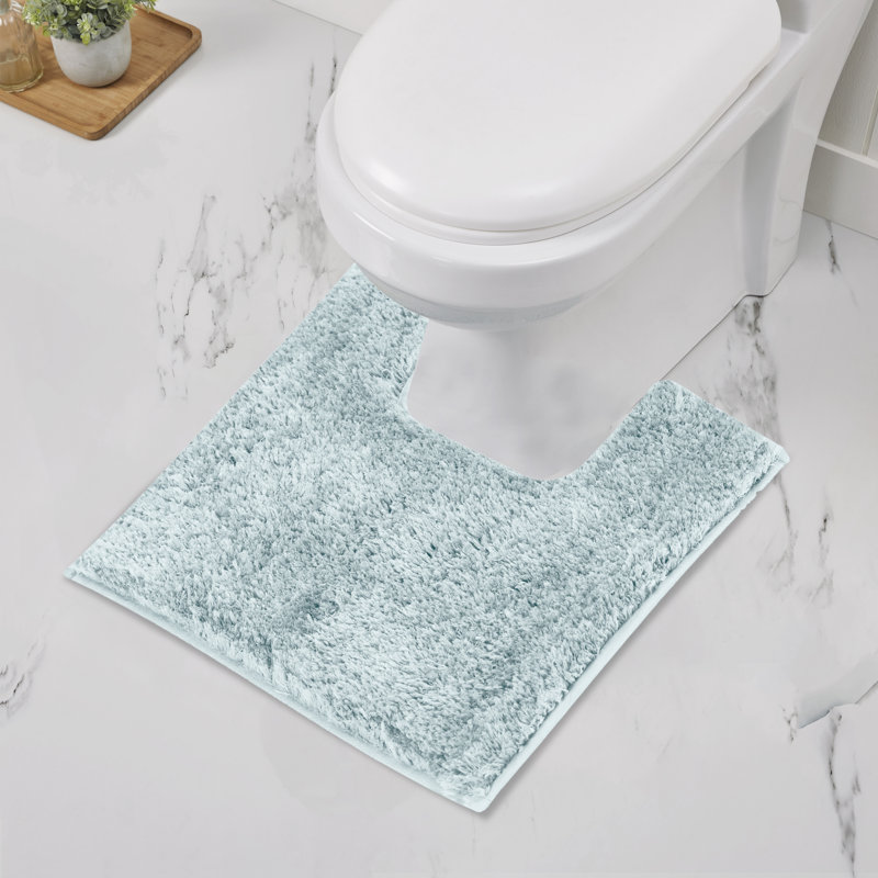 Better Trends 100% Polyester Contour Mat TPR Backing U-shaped Toilet Rug Blue, Blue