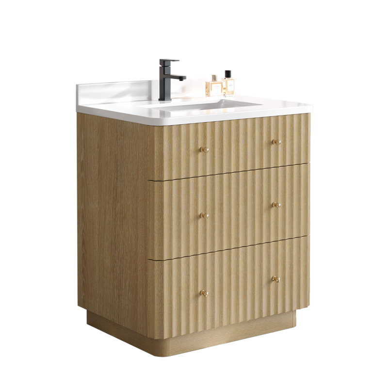 Ensemble de meuble-lavabo simple cannelé 30 po avec dosseret Maxbano, 30"