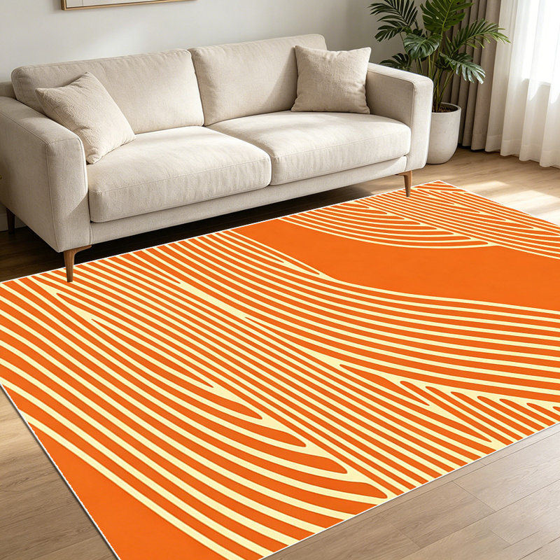 1PC Burnt Orange Modern Abstract Swirl Line Pattern area rugs for Living Room, Soft and Comfortable, Suitable for all seasons, easy-to-maintain, machine washable Indoor floor mat, Under Table Farmhouse suitable for dining room, bedroom, entryway,...