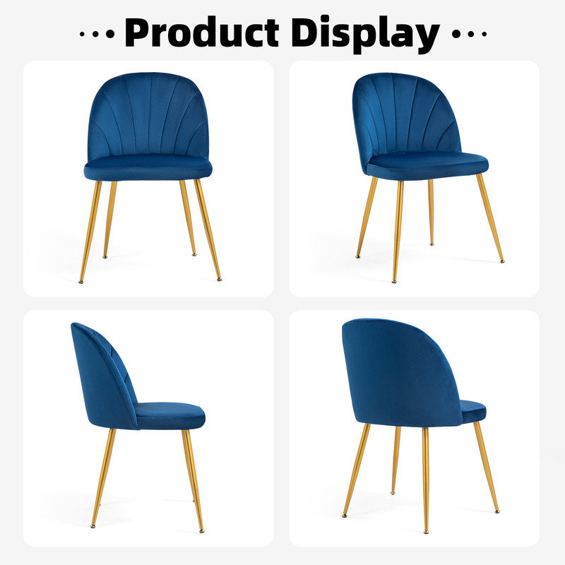 Chaise d'appoint empilable en velours, Marine