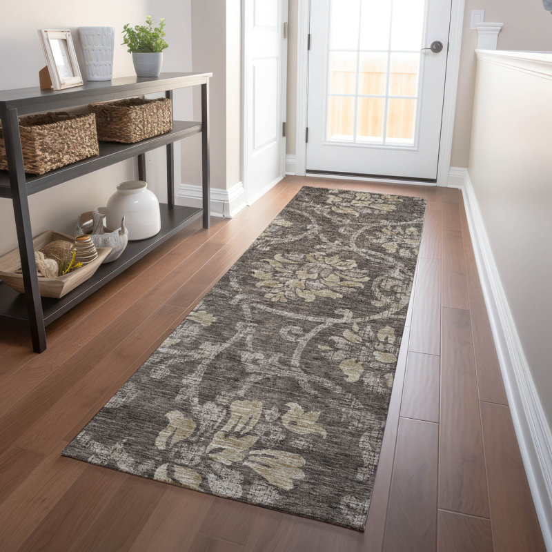 Premium Machine Washable Prisco Brown Rug, Runner 2'3" x 7'6"