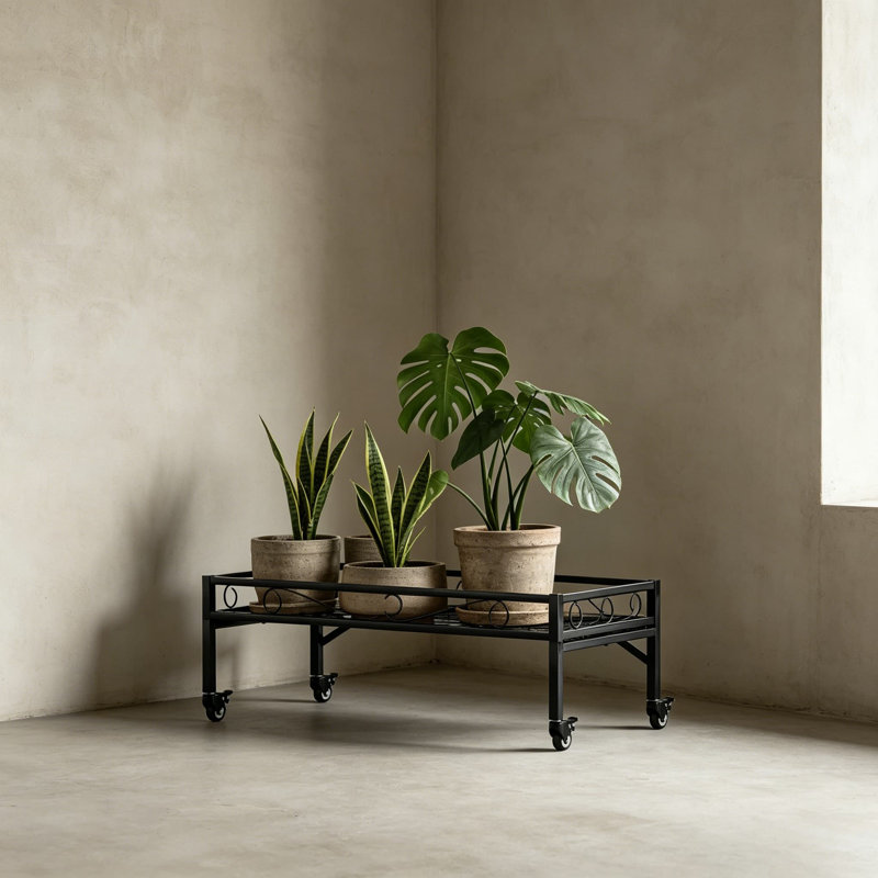 Support pour plante robuste avec roulettes - tablette d'intérieur en métal pour l'extérieur d'une capacité de 220 lb, structure en acier antirouille avec roulettes verrouillables