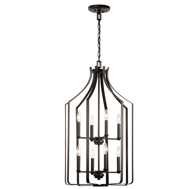 8 - Light Lantern Geometric Chandelier, Olde Bronze