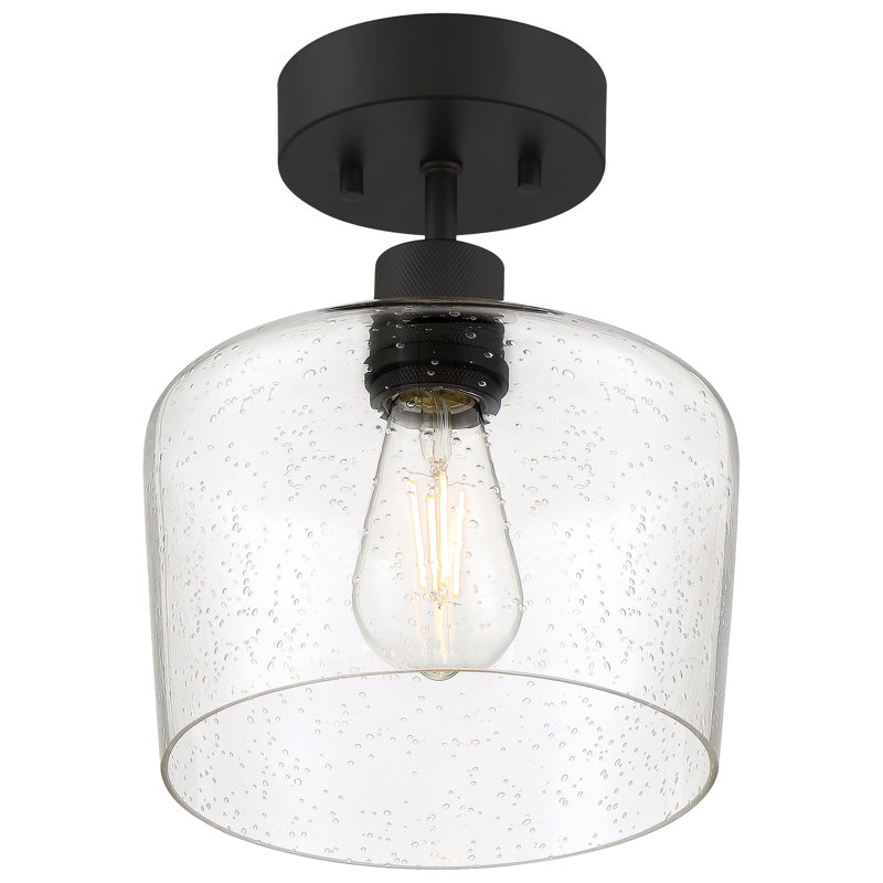 Southglenn Glass Semi Flush Mount, Matte Black