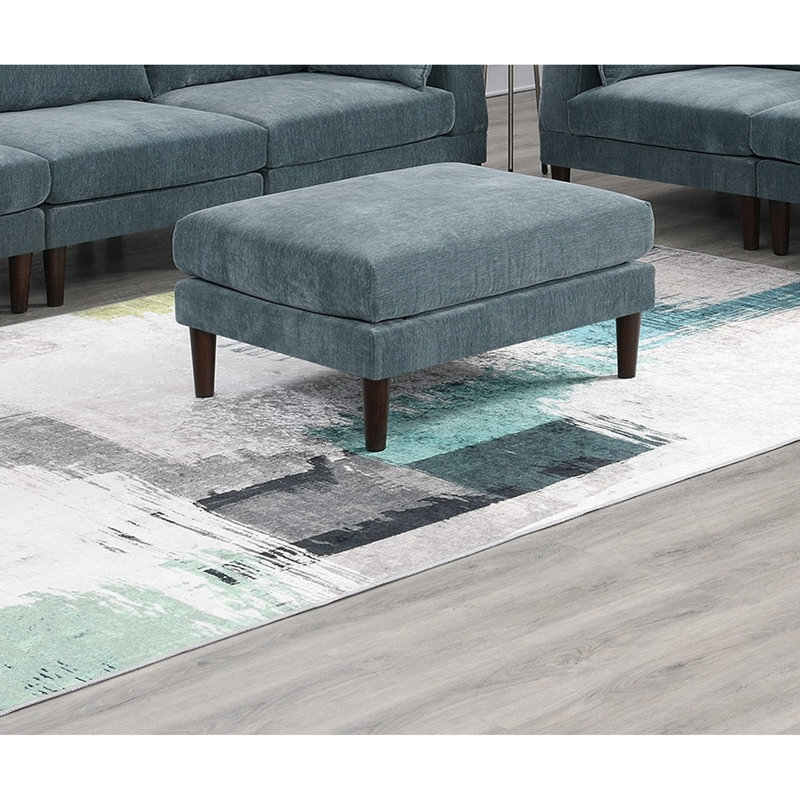 Contemporary 6Pcs Modular , Fabric, 4 One Arm Chairs, 1 Armless Chair, , Appealing Look 4X 1X Wood Leg, Gray Suede