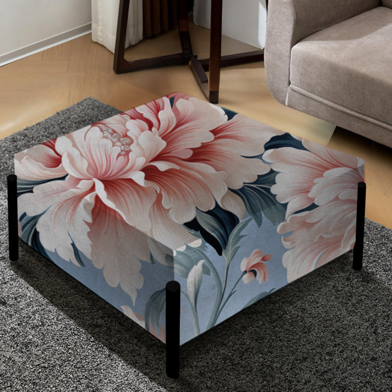 Garden Pink Vibrant Damask Fantasy - Grand repose-pieds carré damassé