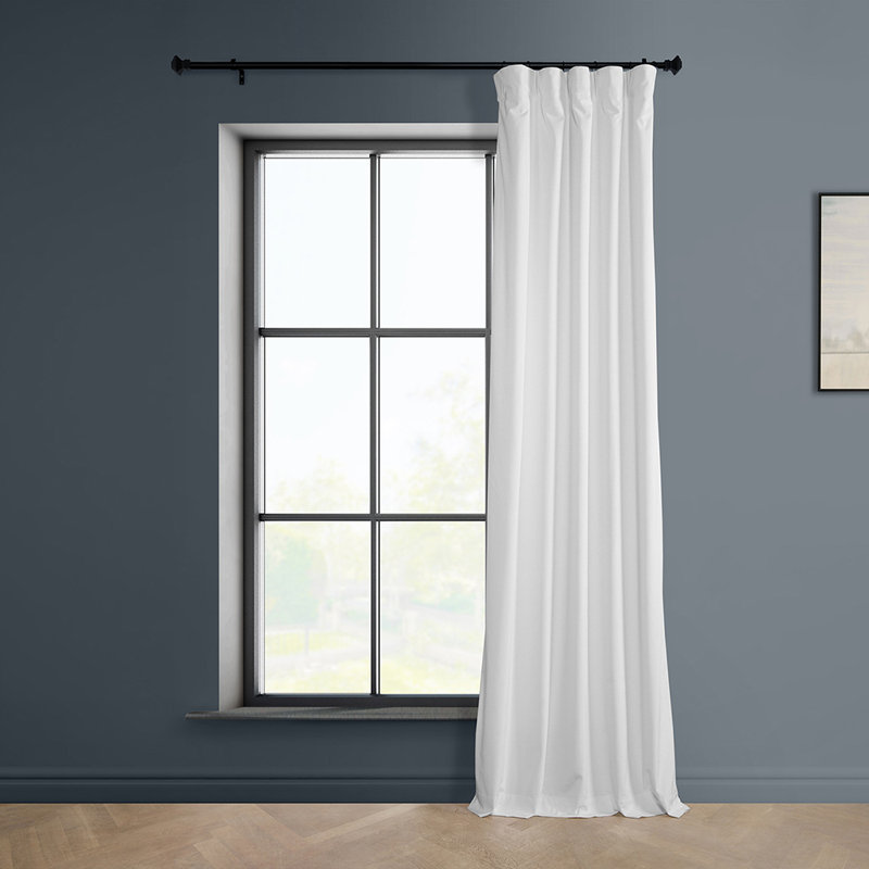 Matra Room Darkening Rod Pocket Single Curtain Panel, 50" W x 108" L, White