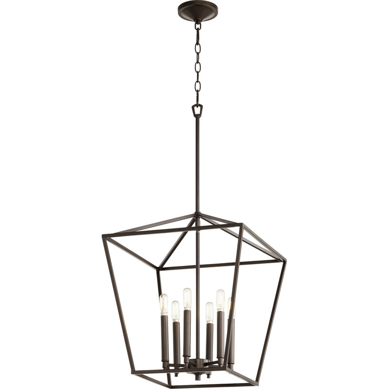 Lustree 6 lumières lanterne Arletta, Bronze huilé