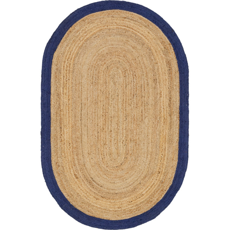 Tapis naturel en jute / sisal tressé à la main Vaghinag, Ovale 5 pi 1 po x 8 pi