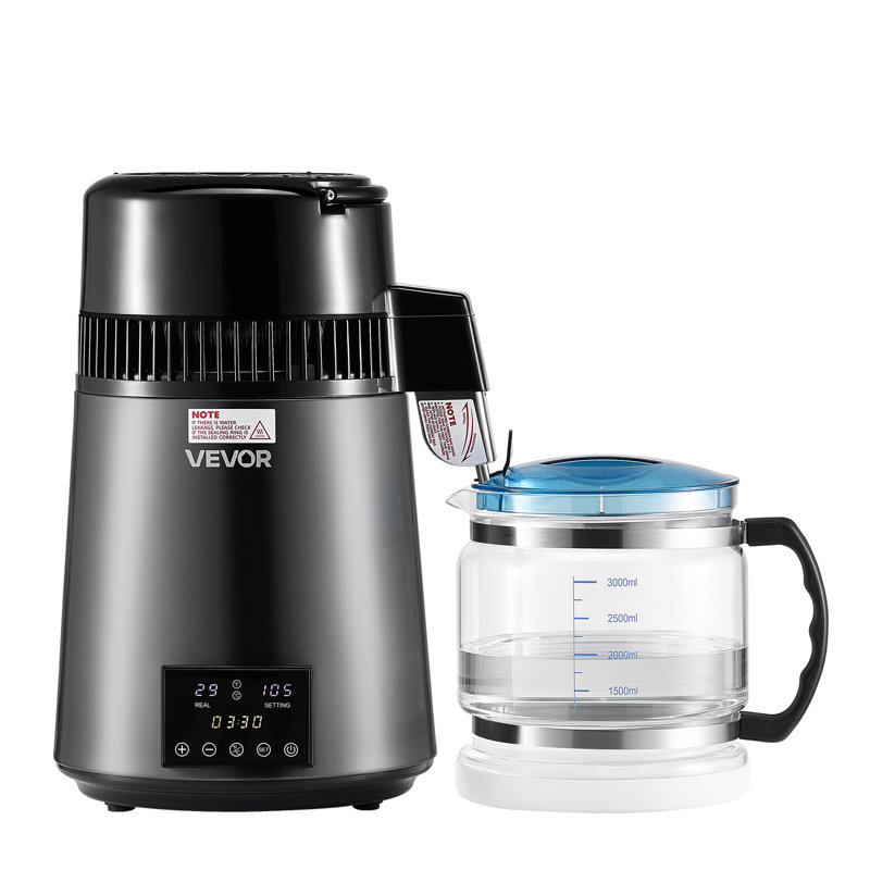 Verre en acier inoxydable 750L 4L, H 16,14 po x l 10,63 po x P 10,63 po, Noir
