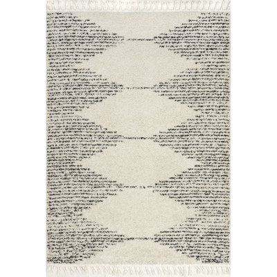 Carnahan Off White Charcoal Moroccan Shag Rug