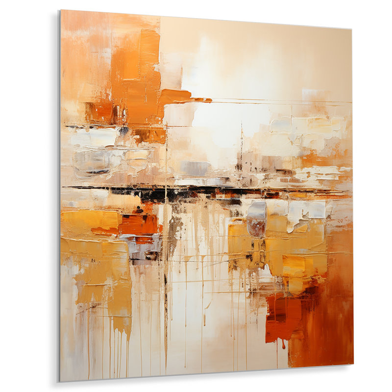 «Glam Orange Beige Collage II», reproduction d'art en métal, H 32 po x l 24 po x P 1 po