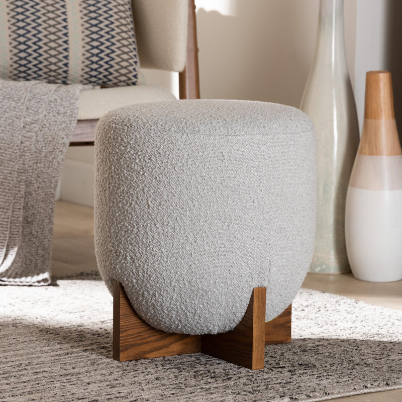 Wozniak Upholstered Ottoman, Light Gray Polyester Blend