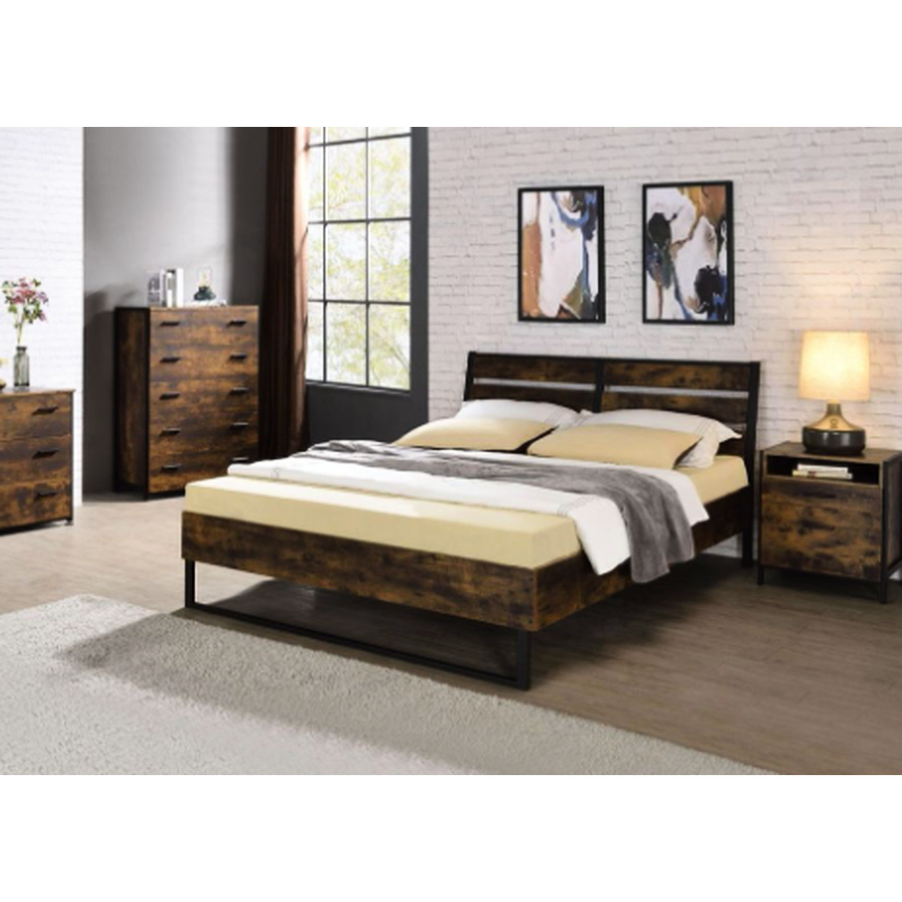 Robust Finish Latitude Run® E. King Bed In Rustic Oak & Black Finish - Robust Panel ...
