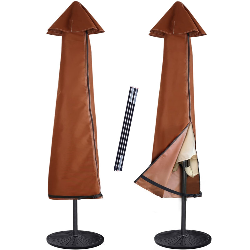Patio Umbrella Cover, Outdoor Waterproof Market Umbrella Cover, Fits Up to 12 Feet, (Brown)