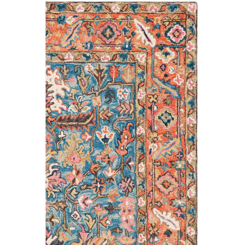 Tapis floral en laine / coton Senon, Rectangle 4 pi x 6 pi