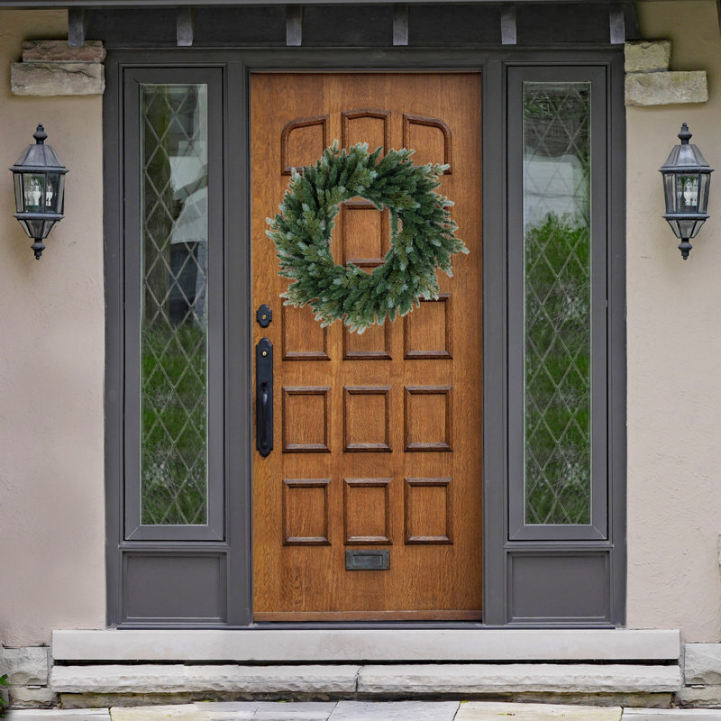 Couronne de Noël artificielle épinette bleue non éclairée, H 24 po x l 24 po x P 4 po