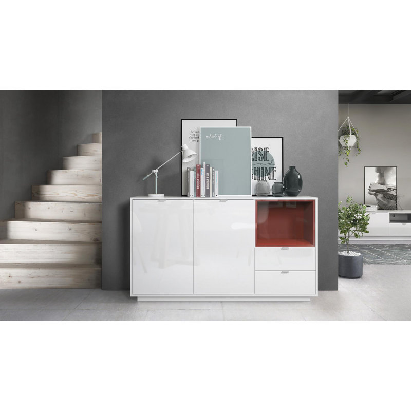 Mcclung 153cm Sideboard, Yes, White (glossy)/Burgundy (glossy)