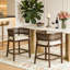Ensemble de 2 tabourets de comptoir en bois et rotin avec accoudoirs rembourrés (table non incluse)-629477794-629477796