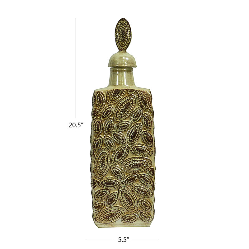 Vase de table en céramique brun, H 20,5 po x l 3 po x P 5,5 po