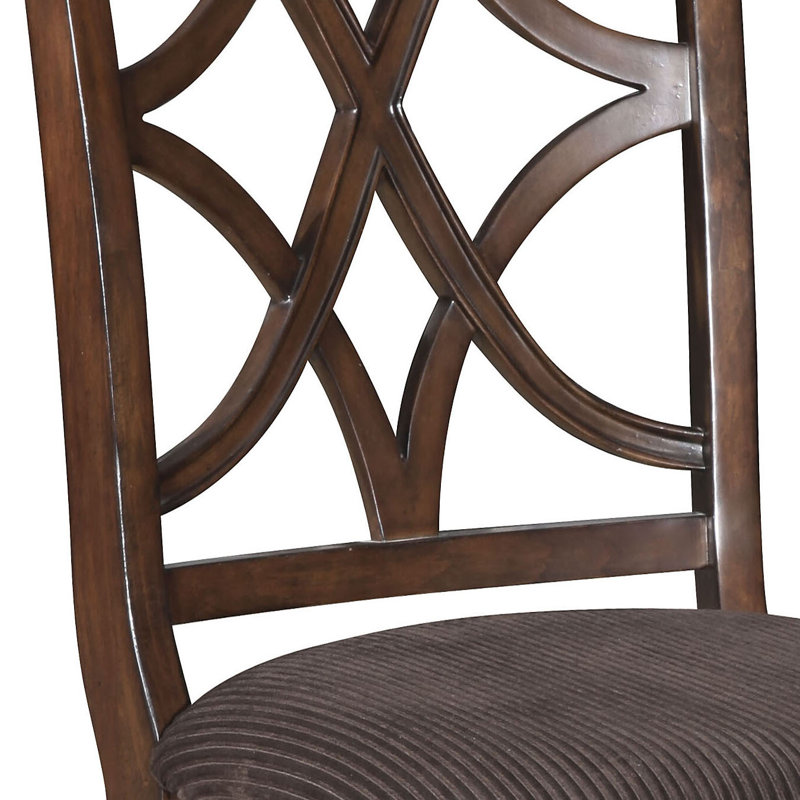 Arri Upholstered Side Chair in Brown and Dark Walnut (Set of 2)